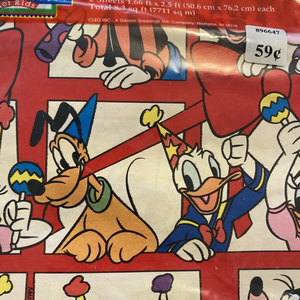 4 PACKAGES VINTAGE 90's CLEO MICKEY'S STUFF FOR KIDS GIFT WRAP SEALED!
